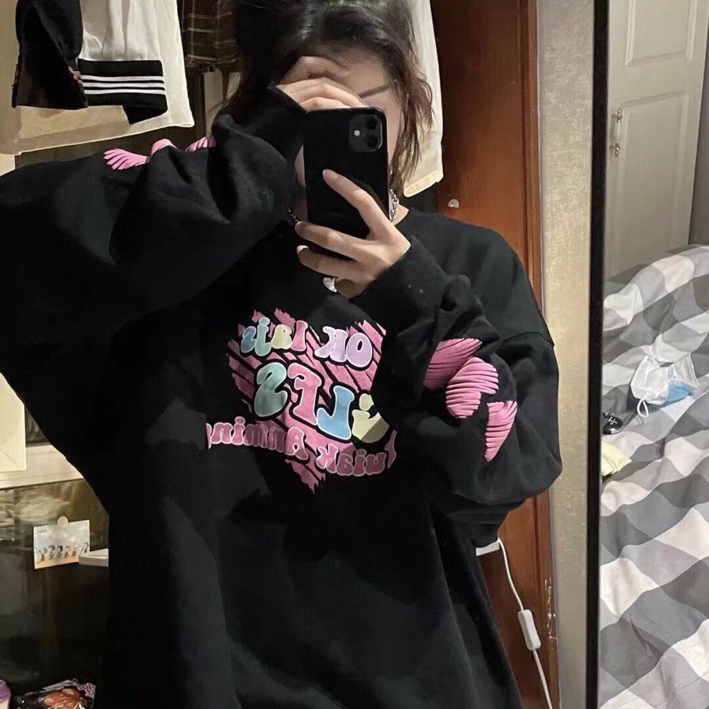 Áo Sweater Cổ Tròn Dáng Rộng Thời Trang Mùa Đông Dành Cho Nữ