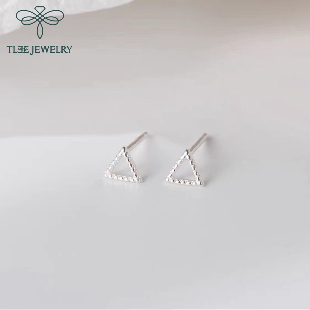 Khuyên tai bạc nữ TLEE mini hình khối phay giả đá xinh xắn TleeJewelry B0134