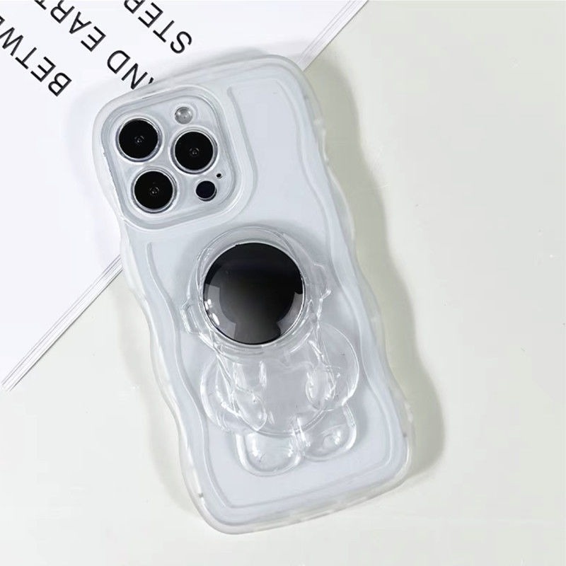 Ốp Điện Thoại Trong Suốt Họa Tiết Phi Hành Gia Có Giá Đỡ Cho iPhone 11 12 13 Pro Xs Max Mini 7 8 Plus XR X