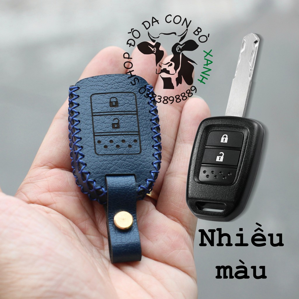 bao da chìa khoá Honda Brio, City, Civic 2014-2018 chìa khoá cơ handmade da thật 002