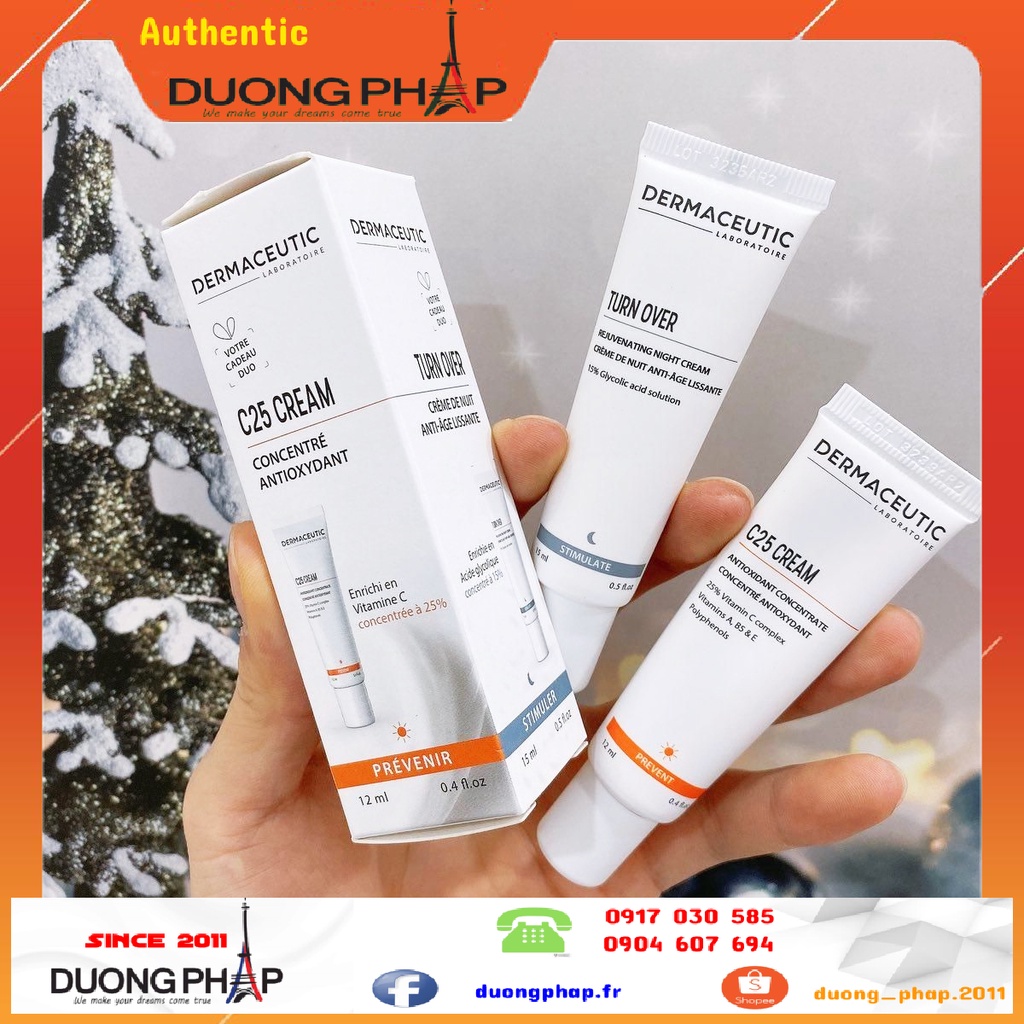 Set kem dưỡng da ngày đêm Dermaceutic C25 12ml + Turn Over 15ml