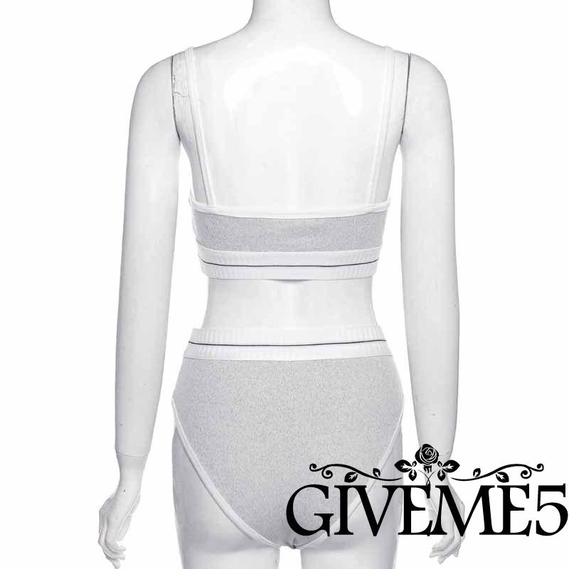 Set Áo Cổ Chữ V Hở Lưng + Quần Lót In Chữ Màu Sắc Gợi Cảm Cho Nữ