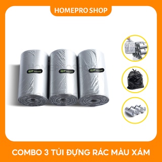 Set 3 Cuộn Túi Đựng Rác Màu Xám Đa Năng, Tiện Lợi, Đựng Tối Đa 3kg