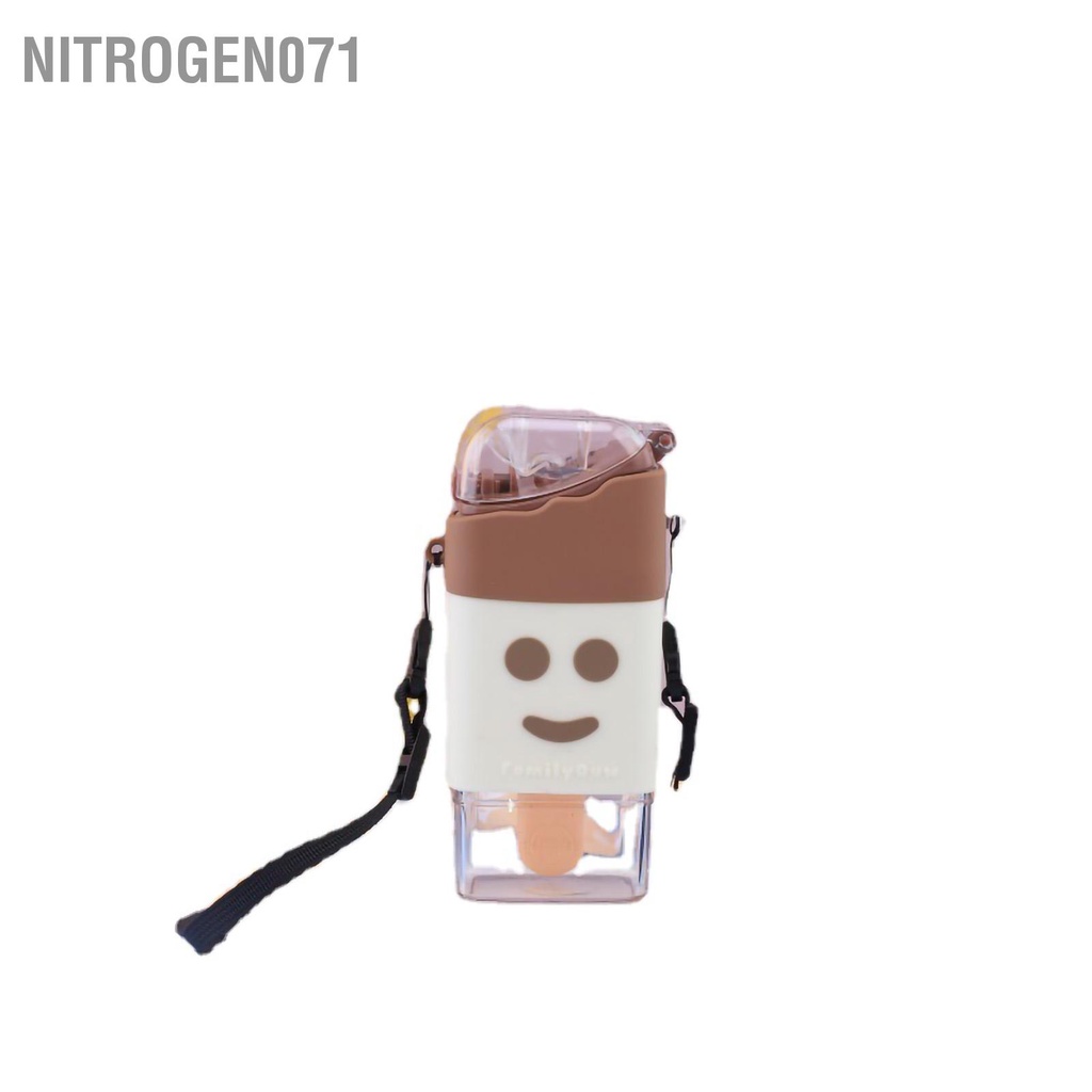 Bình Nước Nhựa Dung Tích Lớn Thiết Kế Hoạt Hình Dễ Thương Kèm Ống Hút Tiện Dụng Cho Học Sinh