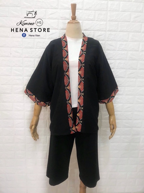 Áo Kimono Mix Hoạ Tiết Japan Trắng-Đen