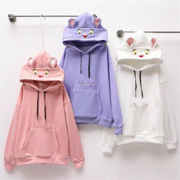 Áo Hoodie Nữ Báo Hồng Pink Panther, Áo Khoác Hoodie Chui Trùm Đầu Chất Vải Nỉ Poly WAH081