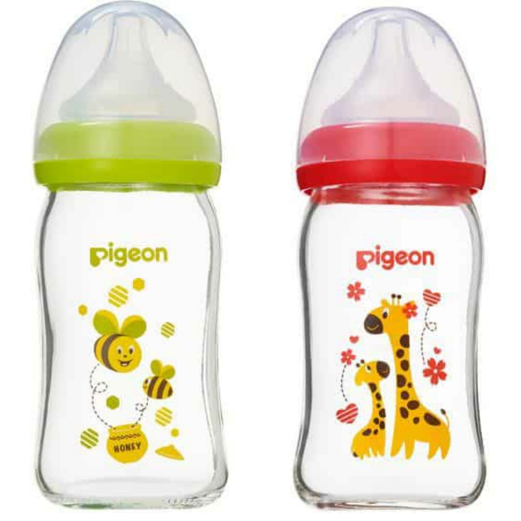 Bình sữa thủy tinh cổ rộng Pigeon Plus 160ml