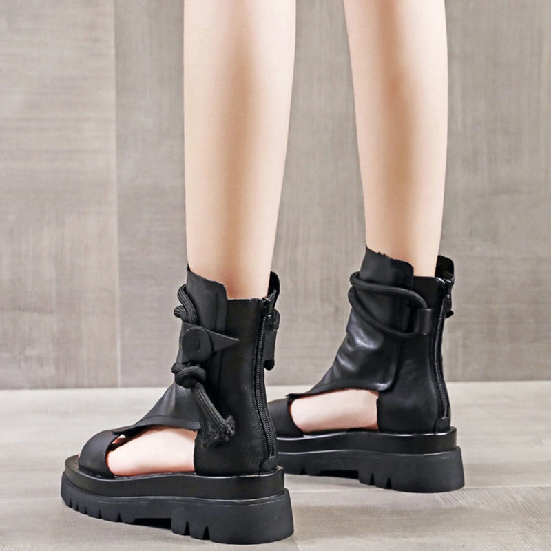 Xăng đan Da Đế Dày Hở Mũi Thiết Kế Đục Lỗ Thoải Mái Thời Trang Mùa Hè 2022 Cho Nữ