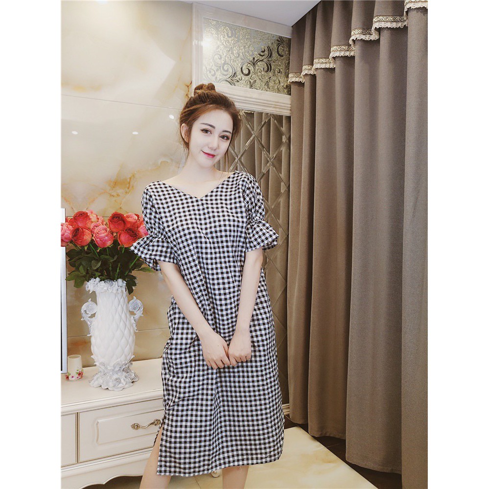 Đầm bầu nhún lưng sang chảnh DB018