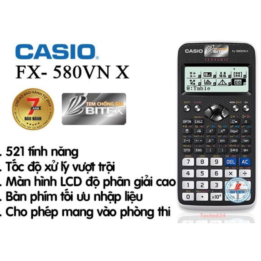 Máy tính Casio FX-580VN X dành cho học sinh cấp 3, cấp 2