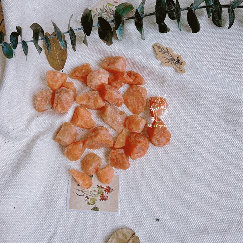 Đá thô thiên nhiên Sunstone màu vàng cam sưu tầm, làm handmade, reiki, thanh tẩy, thiền định