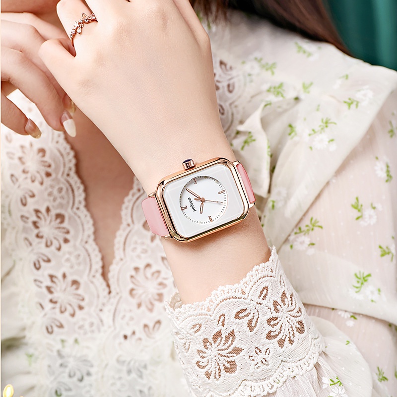 Mới Đồng Hồ Nữ Mặt Vuông Thiết Kế Đơn Giản Thanh Lịch