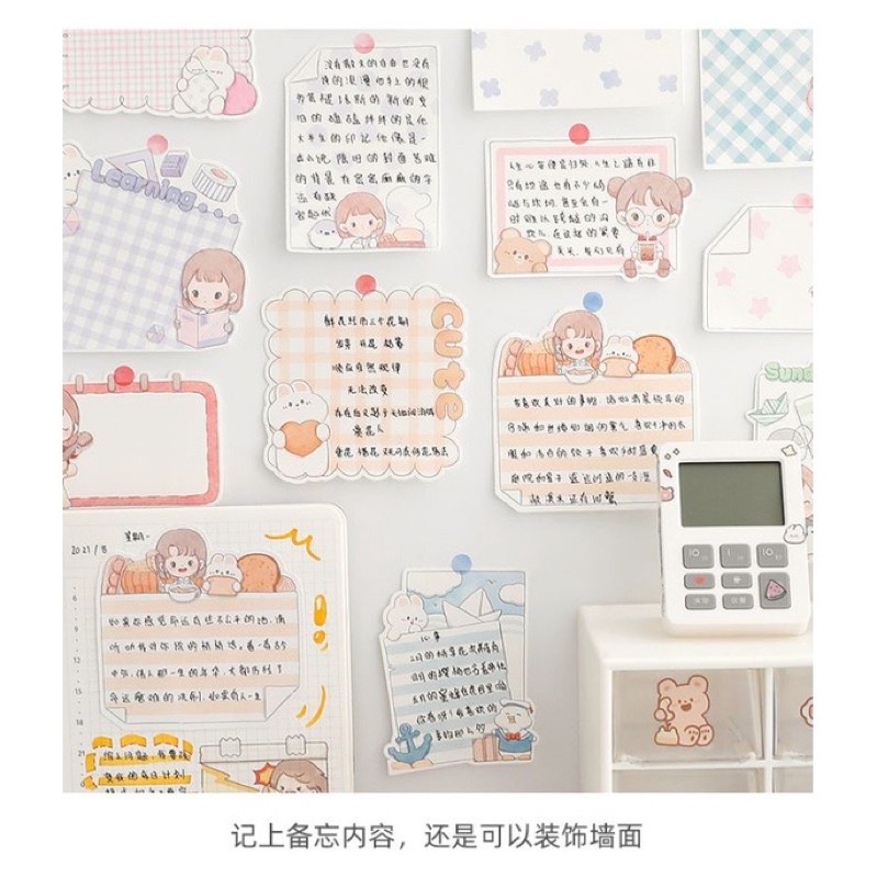 🌱 Set 100 giấy ghi chú không keo hoạ tiết dễ thương - Gói 100 note telado không dính 🌱
