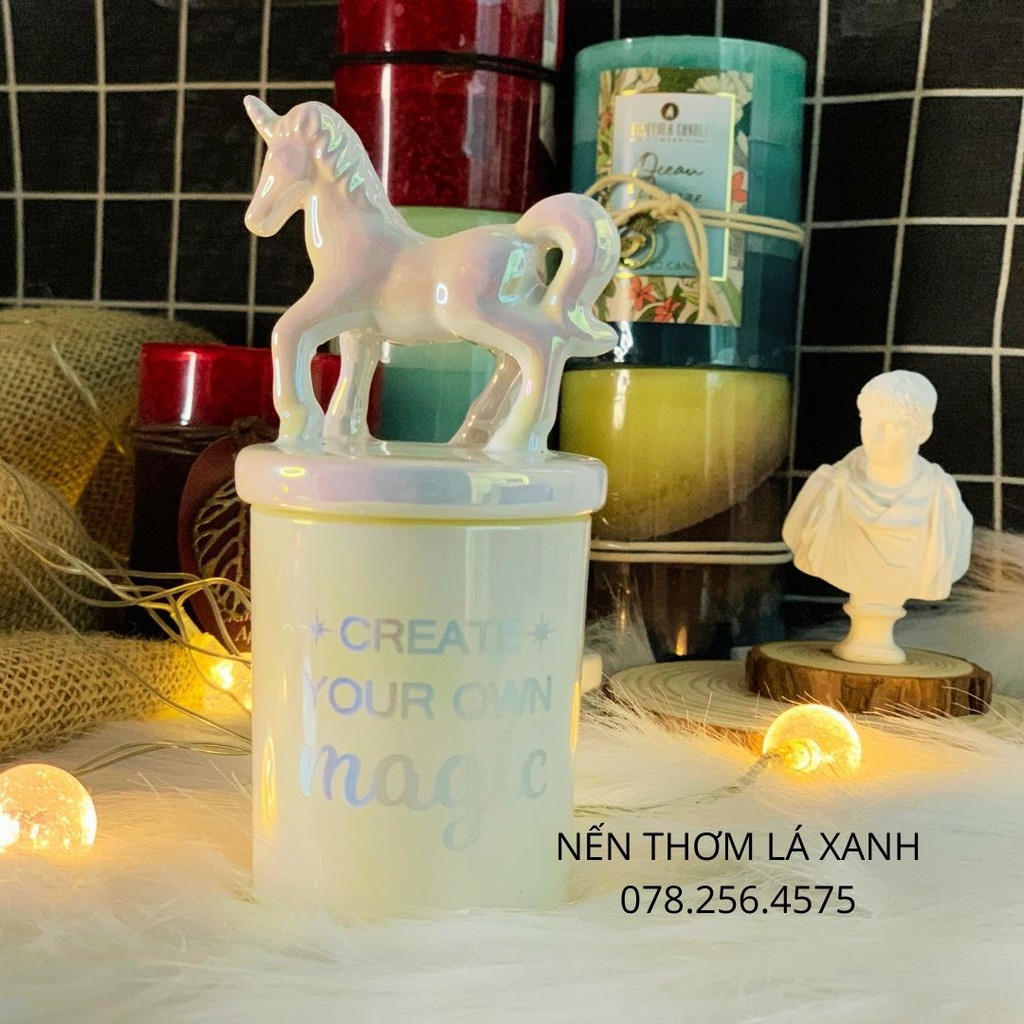 Nến thơm phòng nến thơm VNXK Claire's nắp kỳ lân 3D thư giãn trang trí - Hương bánh quy đường