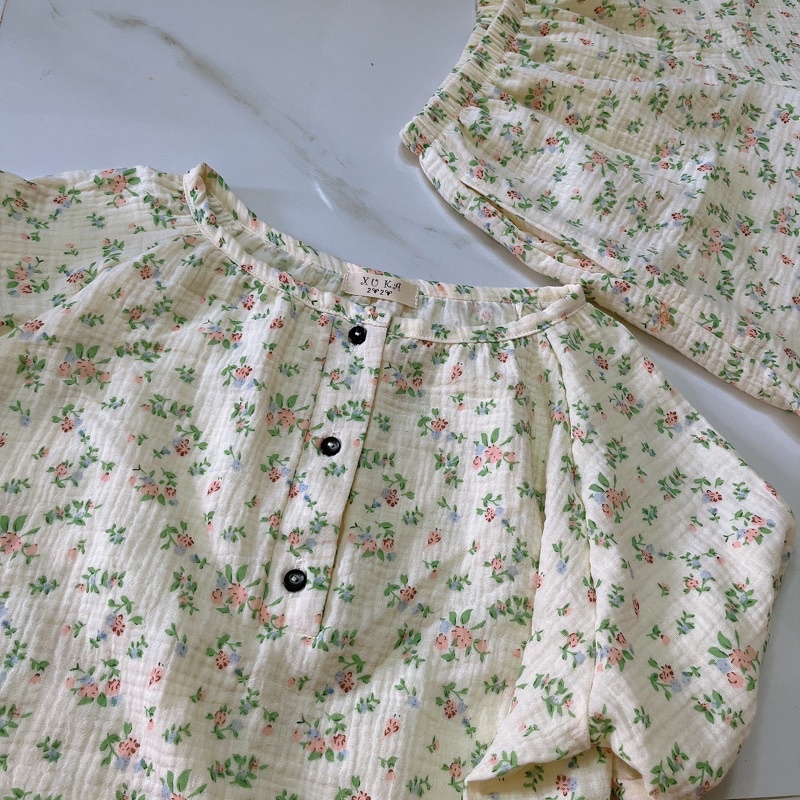 Bộ đùi muslin hoa nhí cao cấp