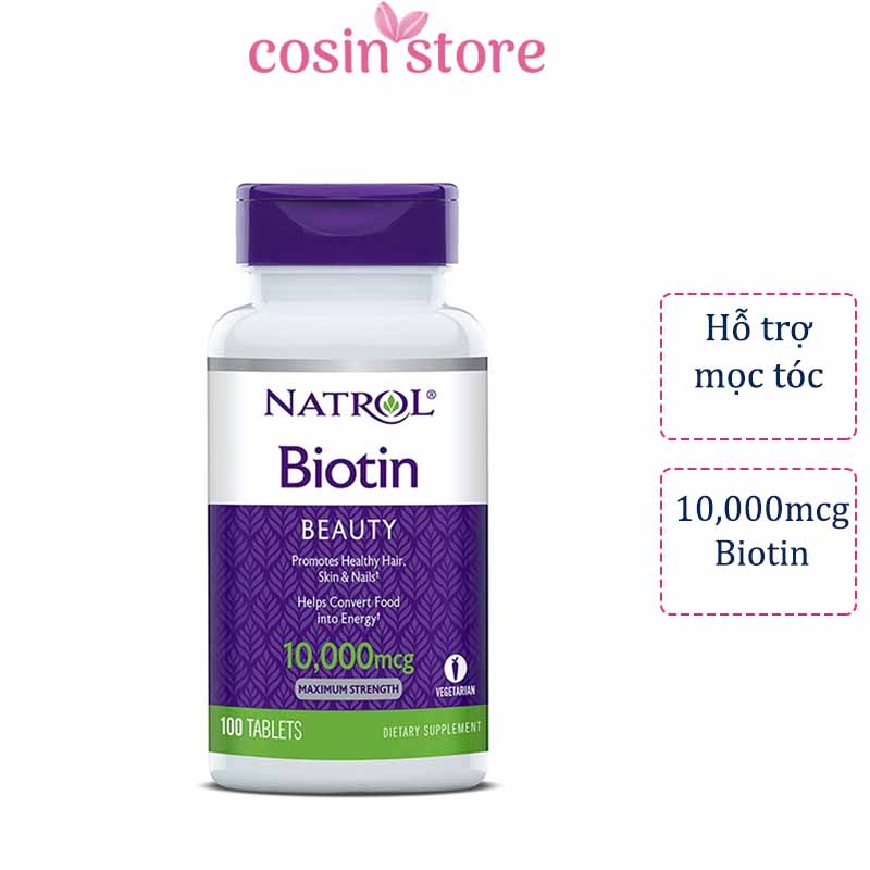 Viên Uống Hỗ Trợ Mọc Tóc Natrol Biotin 10000 Mcg 100 Viên Của Mỹ