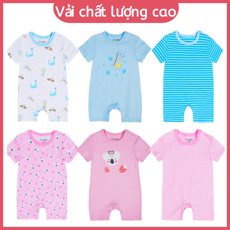 Áo Liền Quần 100% Cotton Tay Ngắn Cho Trẻ Sơ Sinh