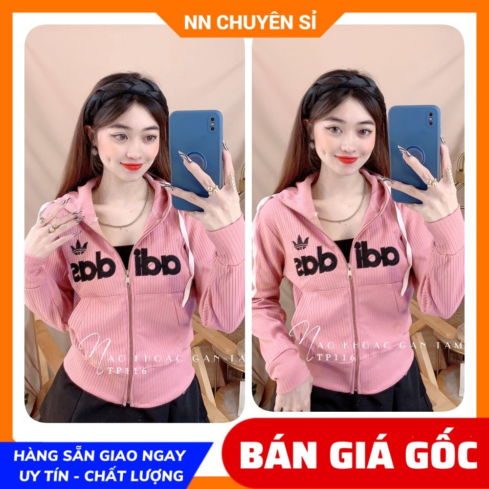 Áo khoác gân tăm cho nữ chất vải mềm co giãn lên phom ôm dáng thêu chữ dễ thương TP116