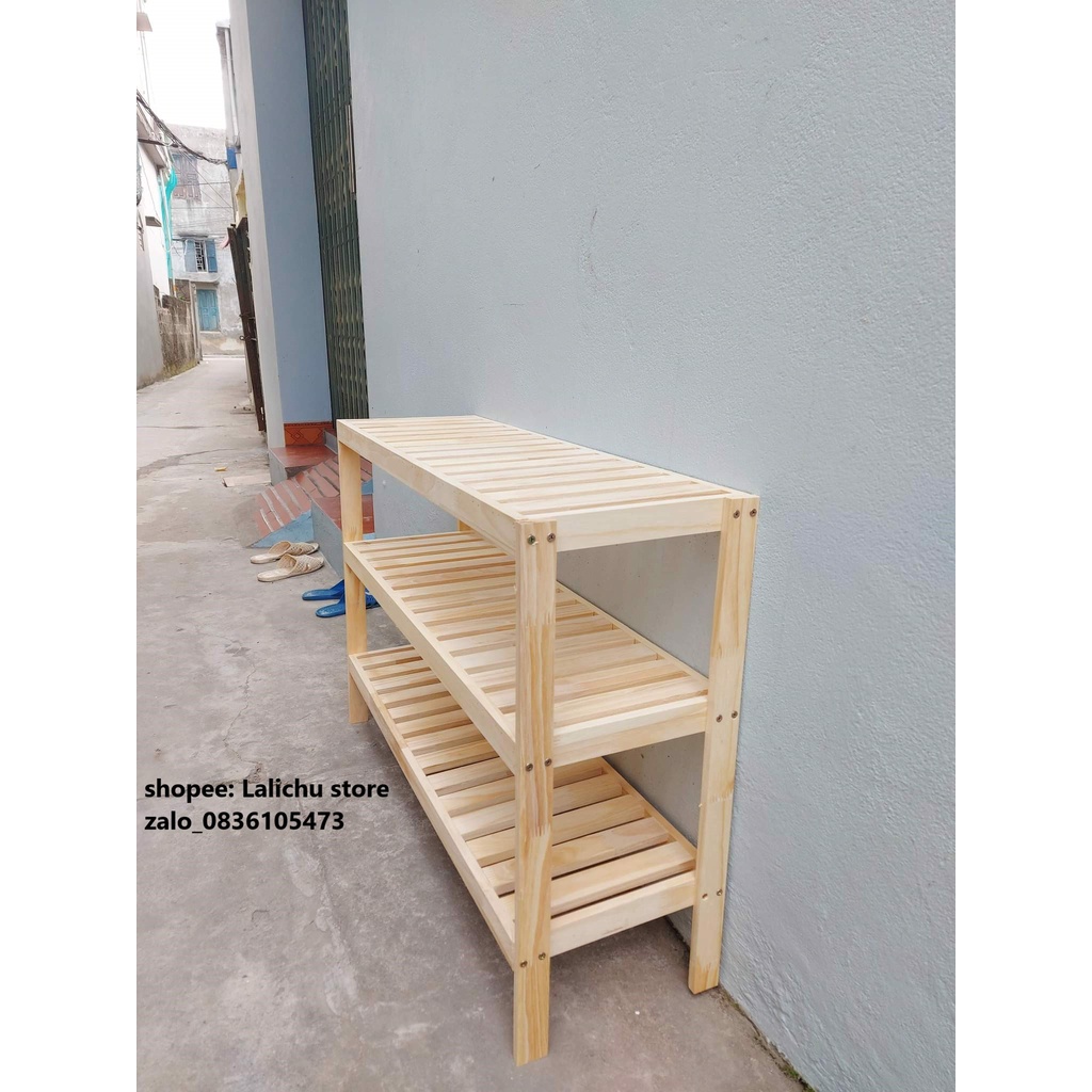 Kệ để đồ bằng gỗ 3 tầng trang trí nhà cửa, kệ gỗ decor, kẹ để giày