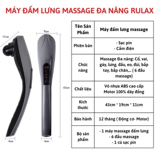 Máy massage đấm lưng rulax pin sạc không dây 6 đầu cầm tay