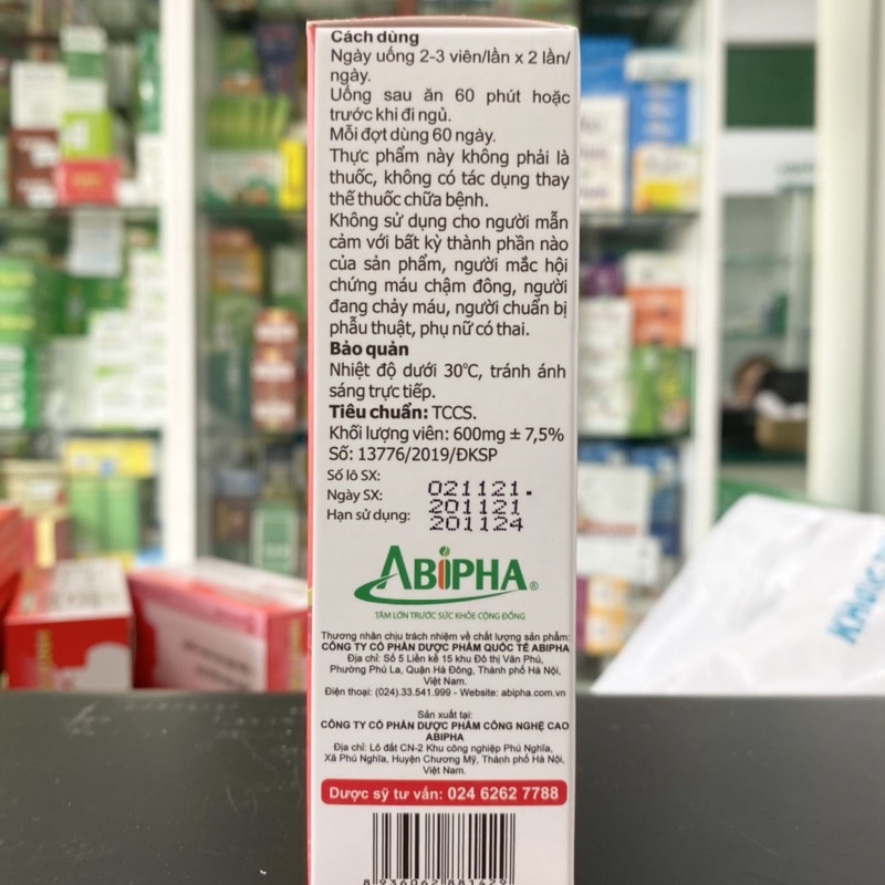 Hoạt Huyết Abipha - Hỗ trợ giảm các triệu chứng thiểu năng tuần hoàn não (Hộp 30 viên)