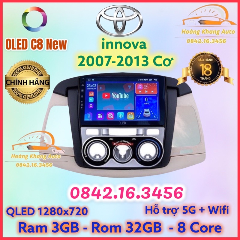 Màn hình android OLED C8 New theo xe innova 2007 - 2013 ĐH cơ  kèm dưỡng và jack nguồn zin theo xe