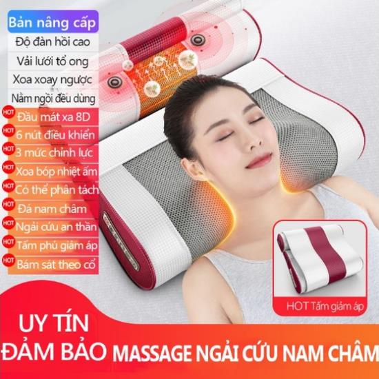 [HÀNG CHẤT] Gối Massage Hồng Ngoại bản nâng cấp có đầu mát xa 8D, Chính Hãng Công Nghệ Nhật Bản, Bảo Hành 1 Năm