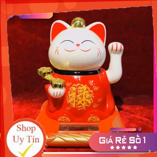 Mèo thần tài vẫy tay năng lượng mặt trời size 10cm (có ảnh thật) -Mới