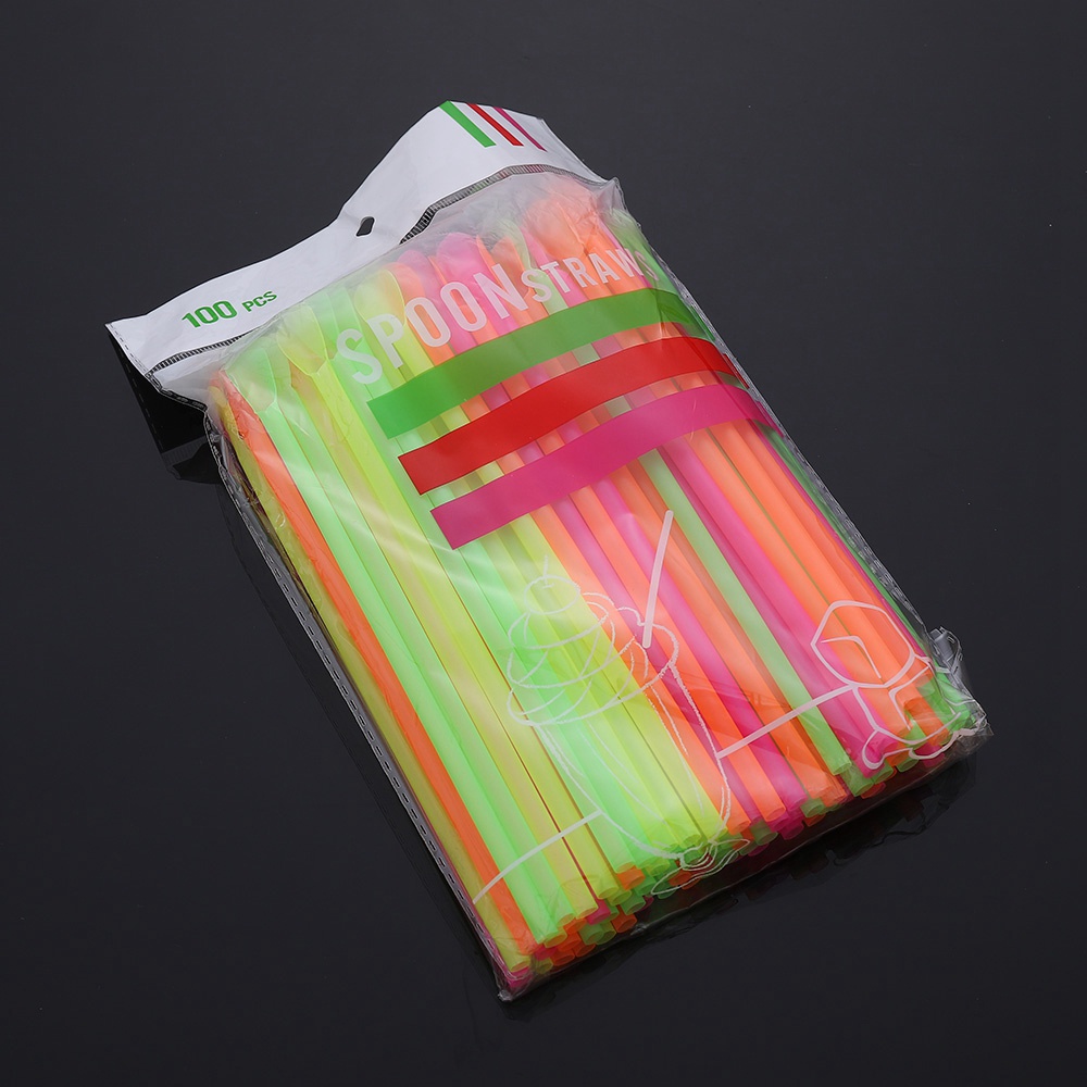 Ống Hút Bằng Nhựa Pp Hình Muỗng Nhiều Màu Sắc Dùng Một Lần Tiện Dụng