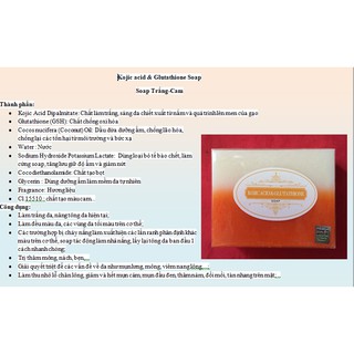 Xà Phòng Kojic Acid & Glutathinone soap (Soap Trắng -Cam)