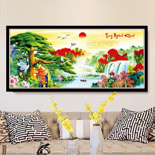 Tranh Đính Đá Cao Cấp Tùng Nghênh Khách VS033 - Kích Thước 100x40cm