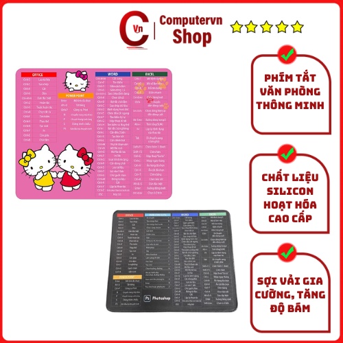 Tấm Lót Chuột Phím Tắt Văn Phòng ,thông minh đủ kích thước 25x30mm - 300x800mm.