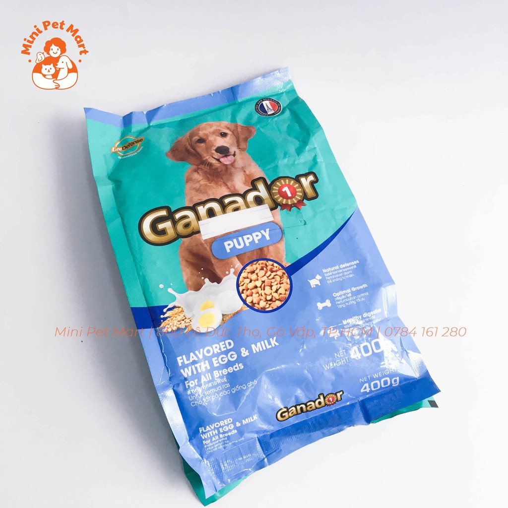 Thức ăn hạt cho chó con GANADOR 400g - Vị trứng và sữa