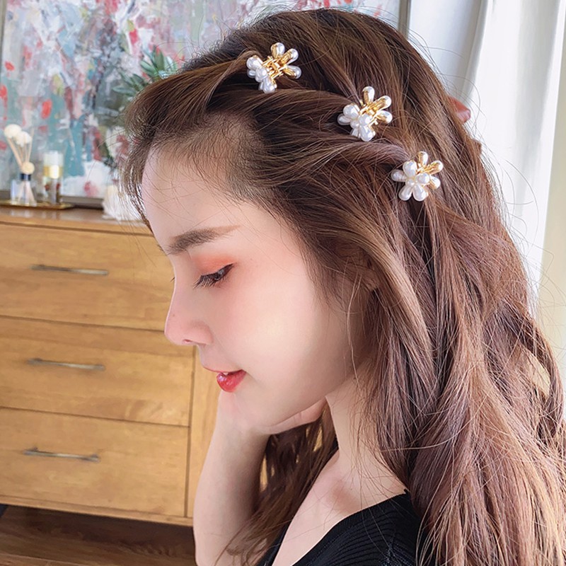 KMHO cấp tóc ins fashion mini cấp tóc Kẹp tóc mini đính hoa ngọc trai thời trang Hàn Quốc cho nữ kẹp tóc phụ kiện tóc trang sức hàn quốc