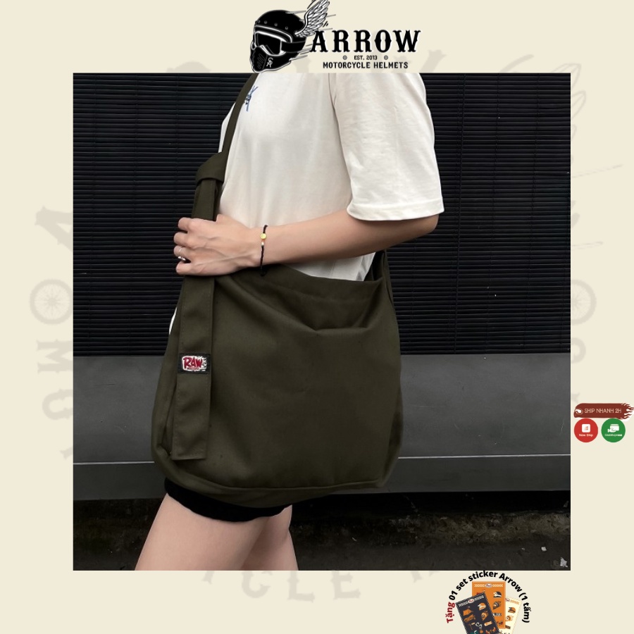 Túi tote đeo chéo Arrow túi canvas vải bố mộc không nhuộm hóa chất - Arrowshop