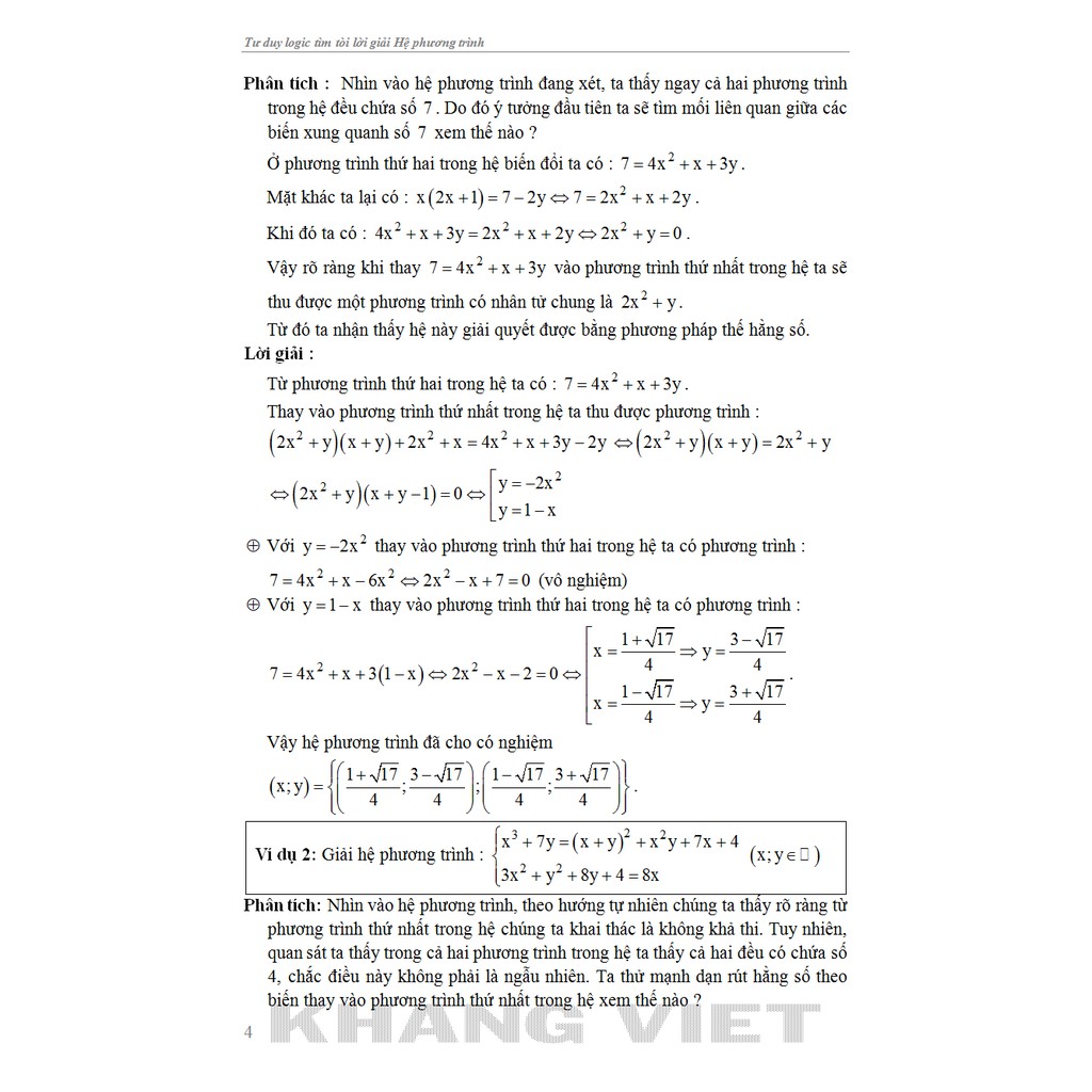 Sách - Tư Duy Logic Tìm Tòi Lời Giải Hệ Phương Trình