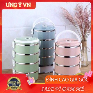 HOT Hộp cơm Inox 4 tầng - camen 4 ngăn - cặp lồng có quai xách tiện dụng
