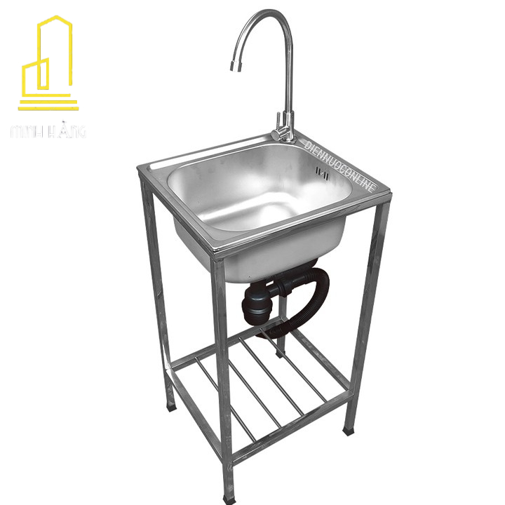 Chậu rửa chén 1 hộc inox kích thước 42x37cm tặng kèm bộ xả nước