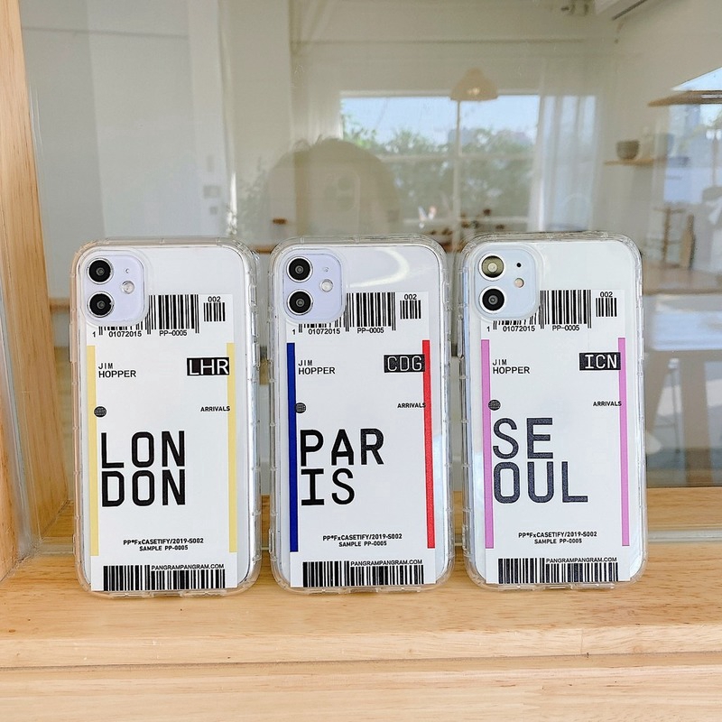 Plane ticket Yearning place London Seoul Paris aviation flight Destination soft or hard case  iphone 6 Plus 6S Plus 7Plus 8Plus X XR XS Max iphone 11 pro Max