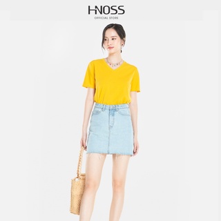 Áo thun nữ tay ngắn HNOSS trơn cổ tim BAC12101064