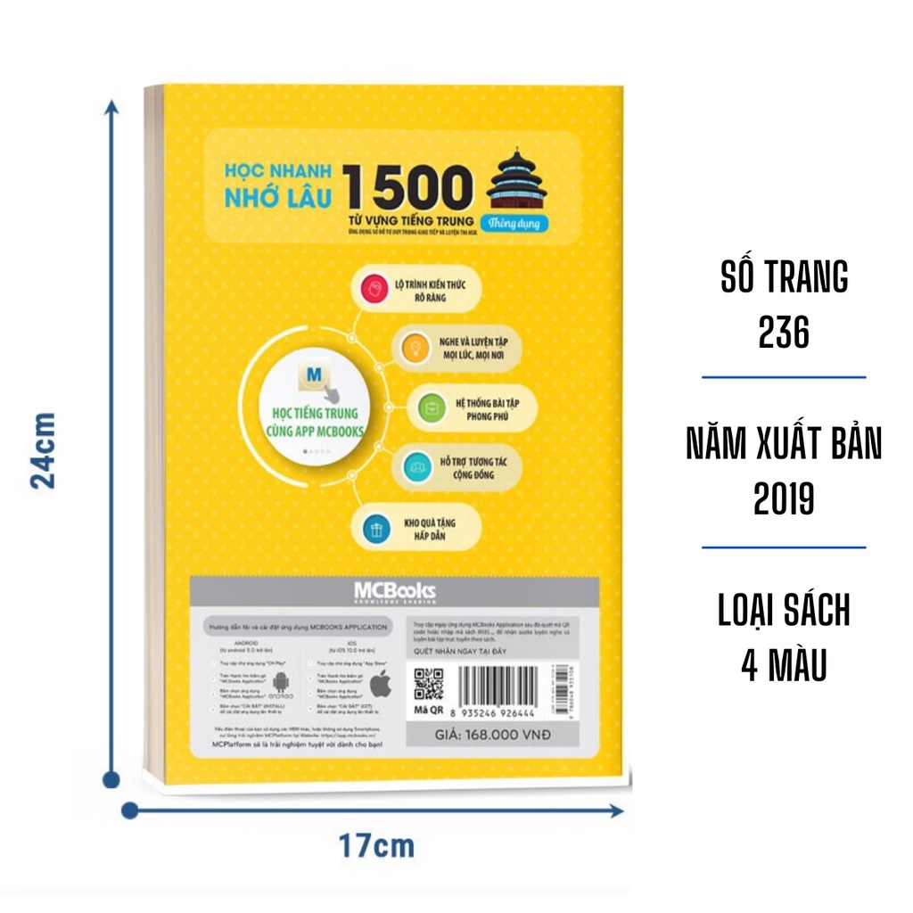 Sách - Học Nhanh Nhớ Lâu 1500 Từ Vựng Tiếng Trung Thông Dụng - Bizbooks Tặng kèm Sổ Tay và Bookmark