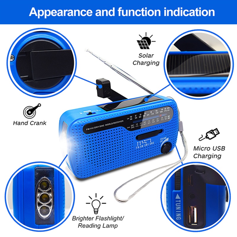 Radio Năng Lượng Mặt Trời Đa Chức Năng 1200mAh