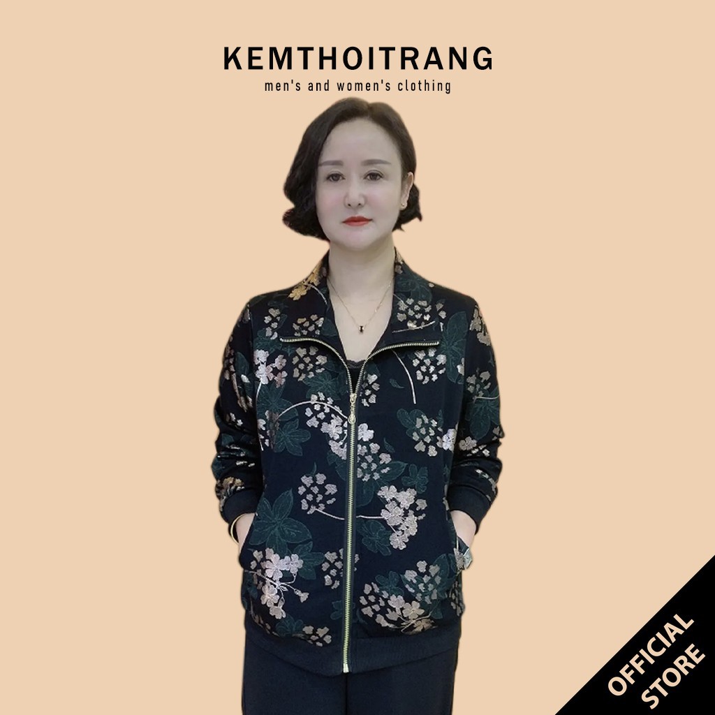 Áo khoác bomber thu đông cao cấp - Áo khoác trung niên cho mẹ KEMTHOITRANG - Mã T12