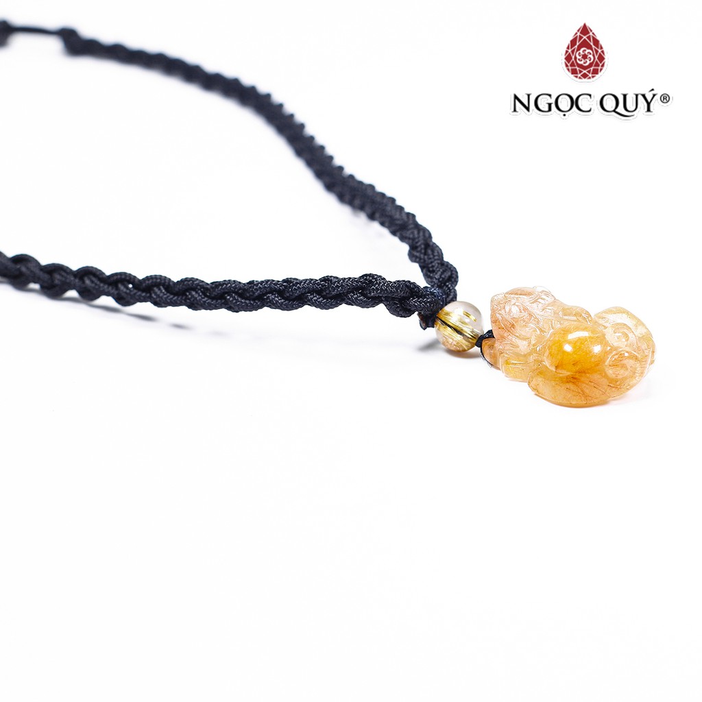 Mặt dây chuyền tỳ hưu đá thạch anh tóc đỏ cam rutilated quartz - Ngọc Quý