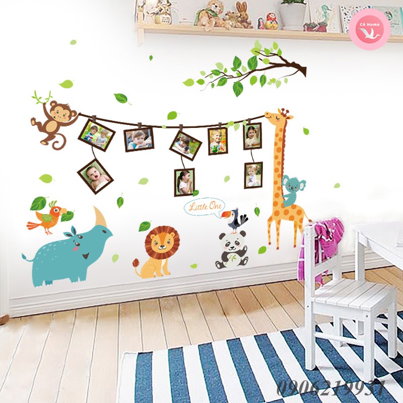 Tranh Decal Dán Tường Cho Bé có sẵn lớp keo phía sau (SIÊU RẺ) - Hình Hươu Cao Cổ TE09