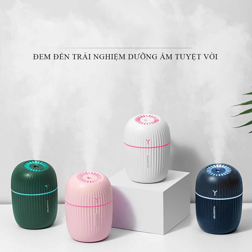 Máy phun sương tạo độ ẩm kiêm đèn ngủ cực xinh, máy tạo độ ẩm phun sương mini, bảo hành 2 năm