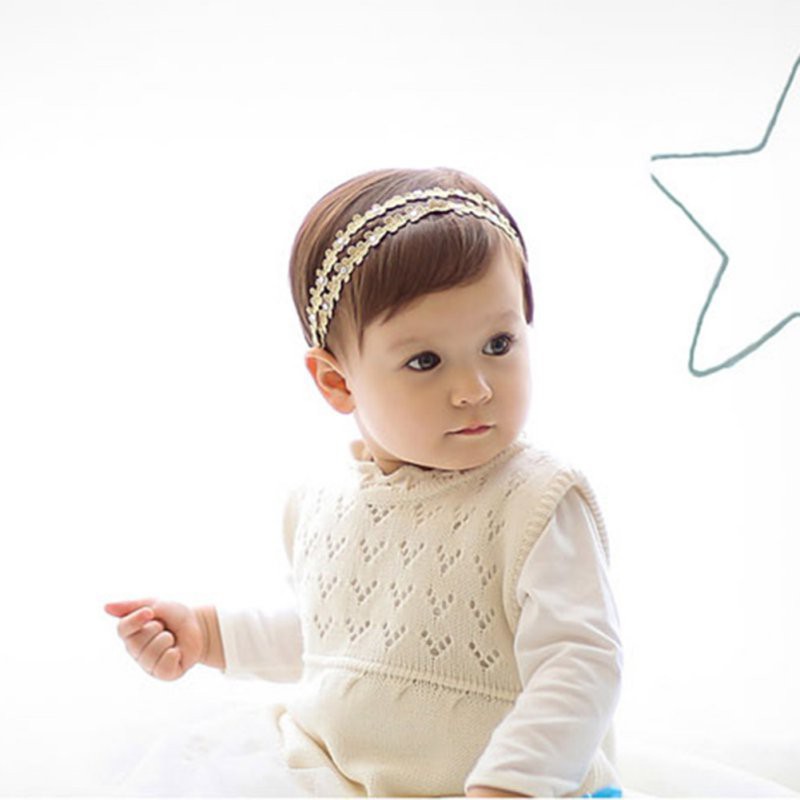 Băng đô co giãn thiết kế ren hoa xinh xắn cho bé gái