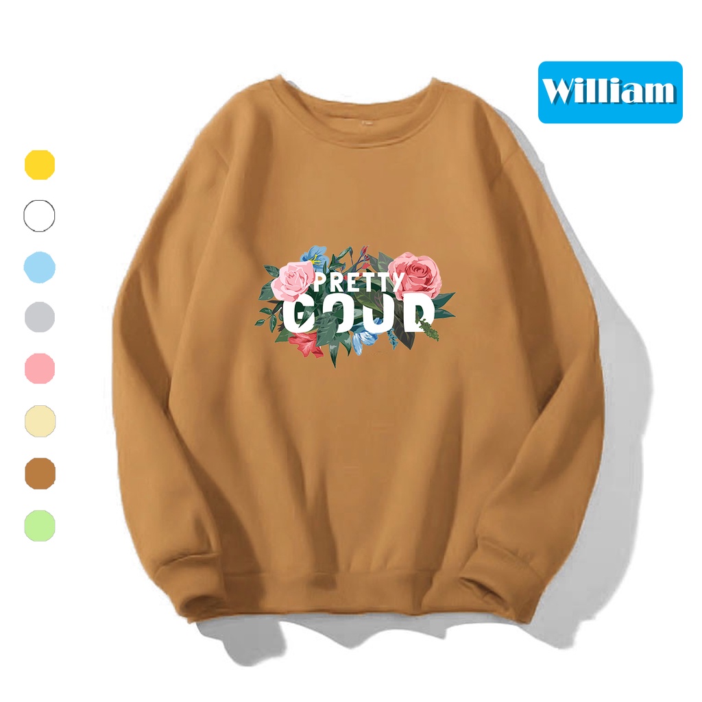 Áo sweater nam nữ in hình Hoa Lá cực xinh chất nỉ dày dặn, hợp làm áo cặp William - DS195