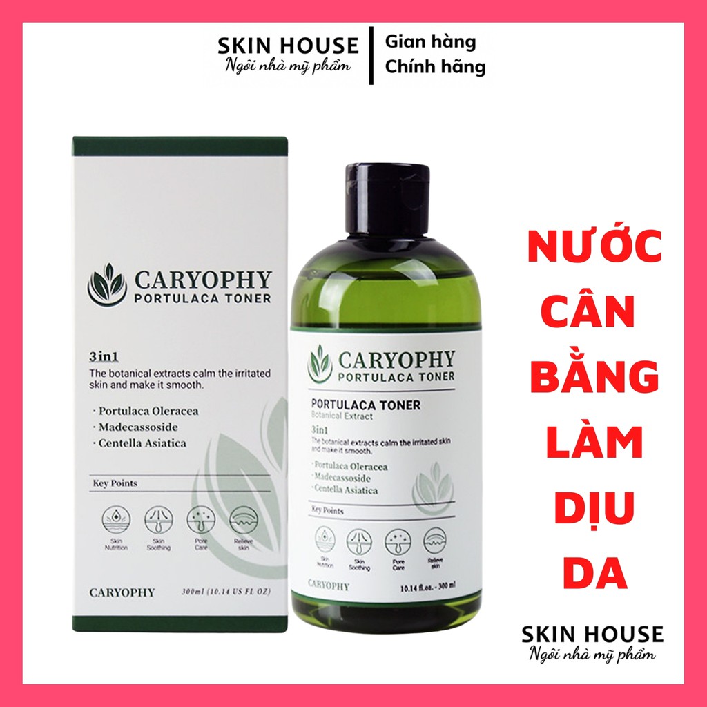 Nước Hoa Hồng Caryophy 3in1 Portulaca Toner - Toner Caryophy Portulaca ngăn ngừa mụn kiềm dầu giảm thâm 300ML