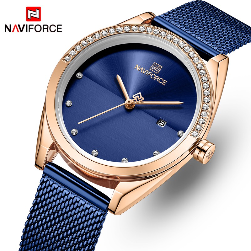 Đồng Hồ Nữ NAVIFORCE Dây Thép Lưới Thanh Lịch